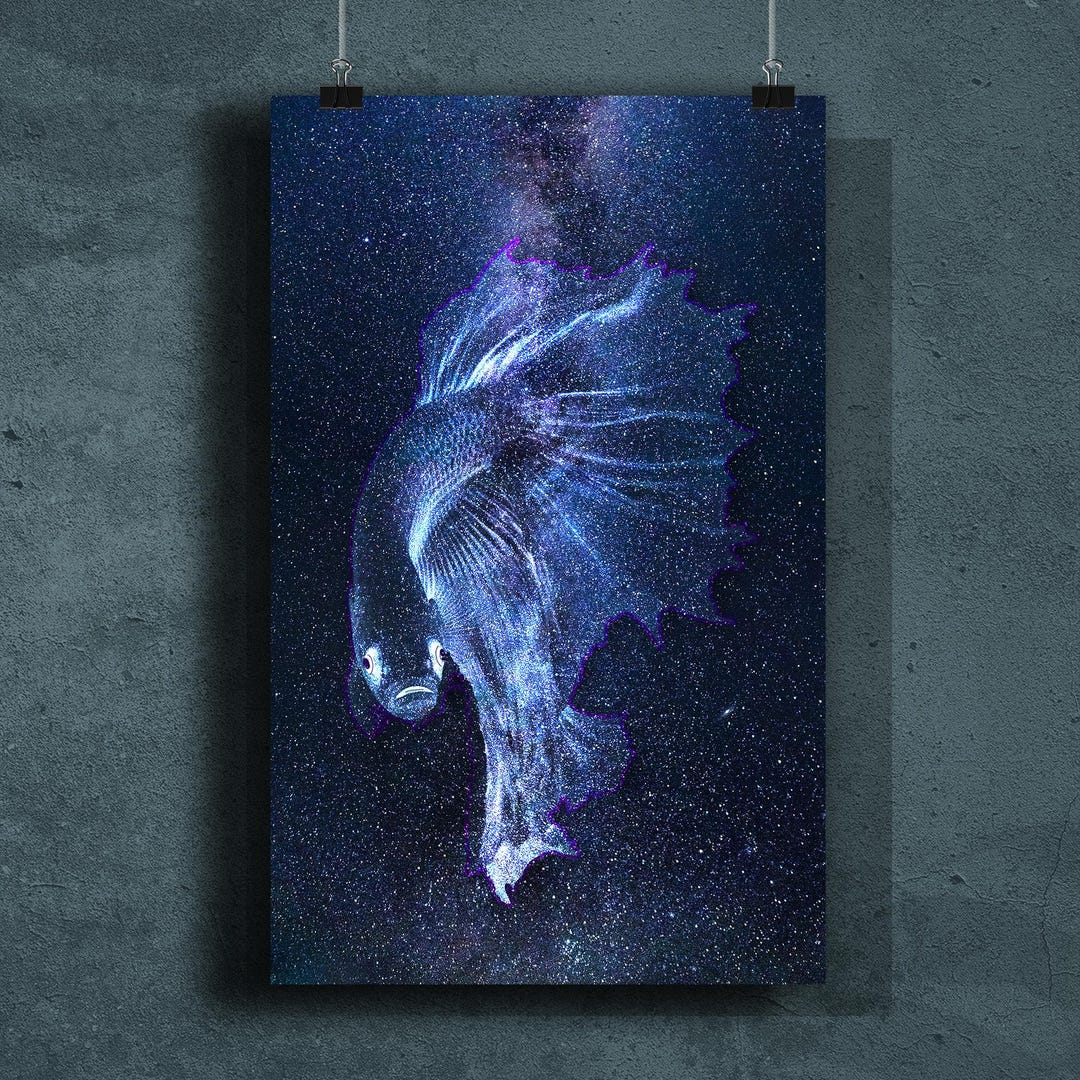 Cosmic Fish, Printable Poster, Space, Stars, Digital Poster, Instant ...