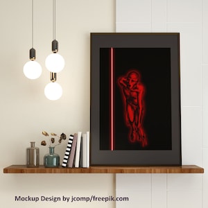 Homo Neon Red, Neon Lights Poster, Digital Poster, Printable Poster, Instant Download, Original Art, Digital Art, Digital Painting, Pdf A3
