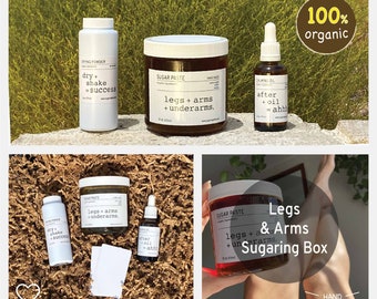 Legs & Arms Sugaring Box with Everything For 6 Months Of Natural Hair Removal | Skincare | 100% Organic | Training Videos | Free Shipping