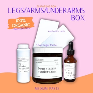 Legs & Arms Sugaring Box with Everything For 6 Months Of Natural Hair Removal | Skincare | 100% Organic | Training Videos | Free Shipping