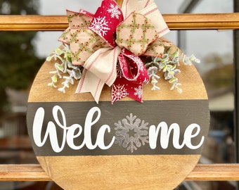 Welcome Wood Door Hanger | Custom Winter Door Hanger | Winter Decor | Christmas Decor
