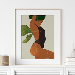 I Am Enough, Art Print, Girl with plants, plant lover art, plant mom, crazy plant lady art, wall decor, art for the soul