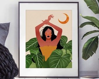 Emerging Goddess Art Print, Plant Lover Gift, Plant Mom Art, Gift For Her