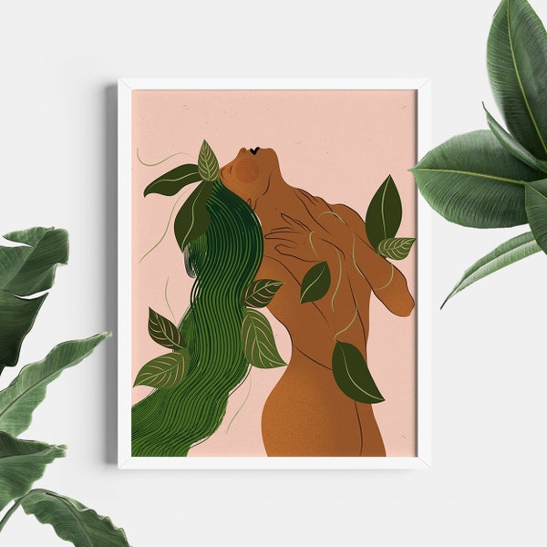 Earth Child Art Print, Gifts for Mom, Mothers Day Gifts, plant lover art, plant mom, crazy plant lady art