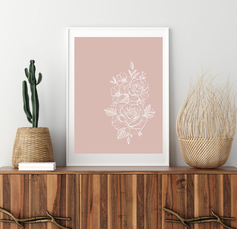 BLUSH PINK FLORAL Wall Print Pink Flower Art Printable Etsy