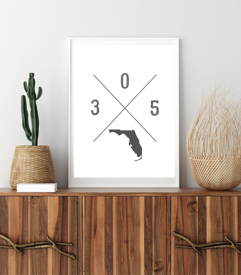 305 FLORIDA Miami AREA CODE Print Florida Art Printable Etsy