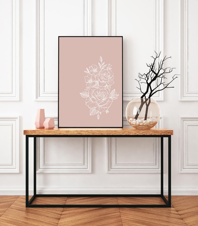 BLUSH PINK FLORAL Wall Print Pink Flower Art Printable Etsy
