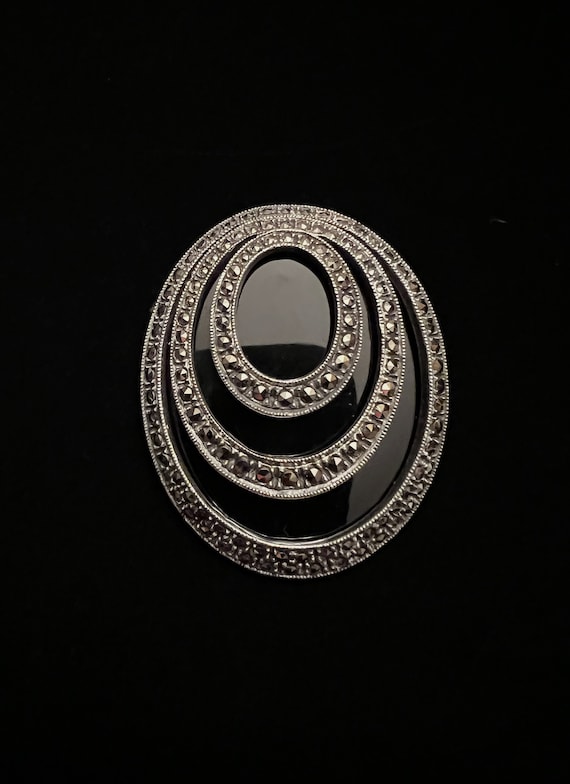 Vintage sterling silver 925 hallmarked black onyx 