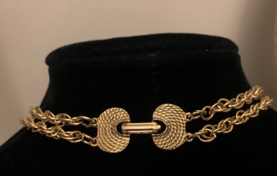 Vintage 1980's gold tone double rope chain waterf… - image 7