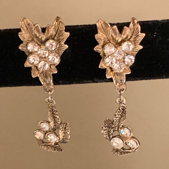 Vintage antique gold dangling pierced earrings wi… - image 5