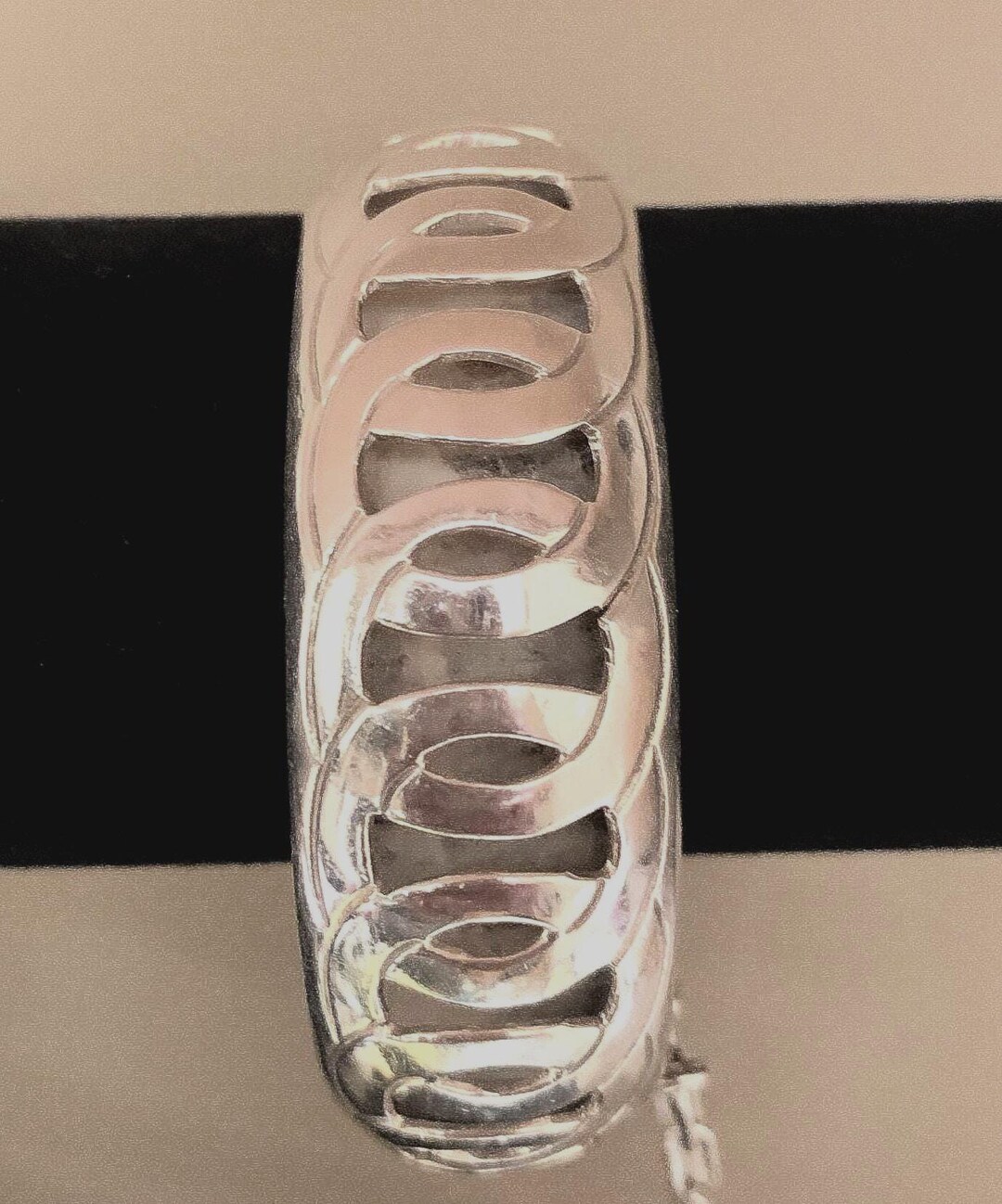 Sterling Silver 925 Taxco Mexico Hinged Bangle Cuff Bracelet