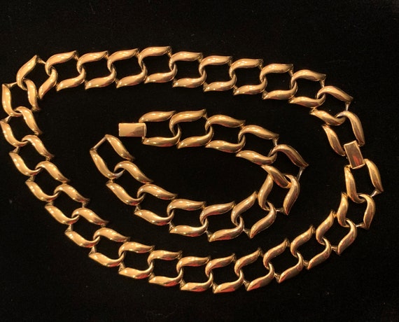 Vintage shiny gold-tone 1980's chain link stateme… - image 2