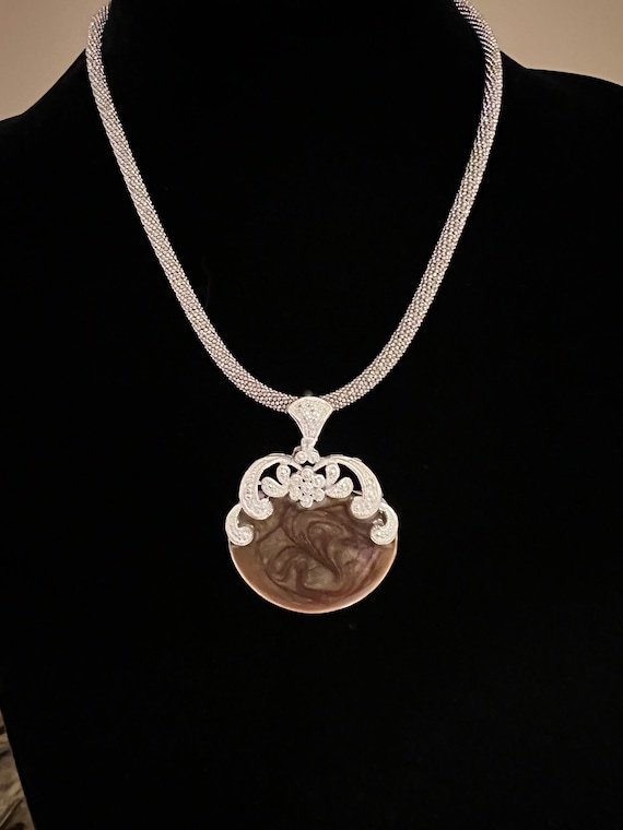 Beautiful sterling silver pendant necklace with a 