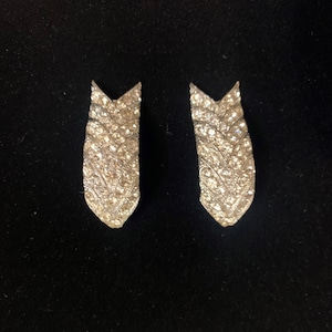 Stunning signed ORA 1904's  statement silver clip earrings with pave diamonds that climb up the ear.