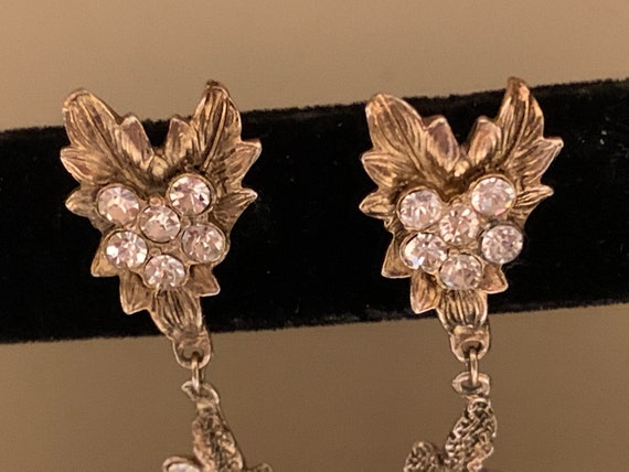 Vintage antique gold dangling pierced earrings wi… - image 6
