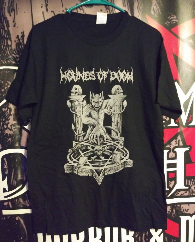 Hounds Of Doom Summoning The Doom Witch Streetwear gildan cotton demon pentagram witch craft supernatural elements horns horror.