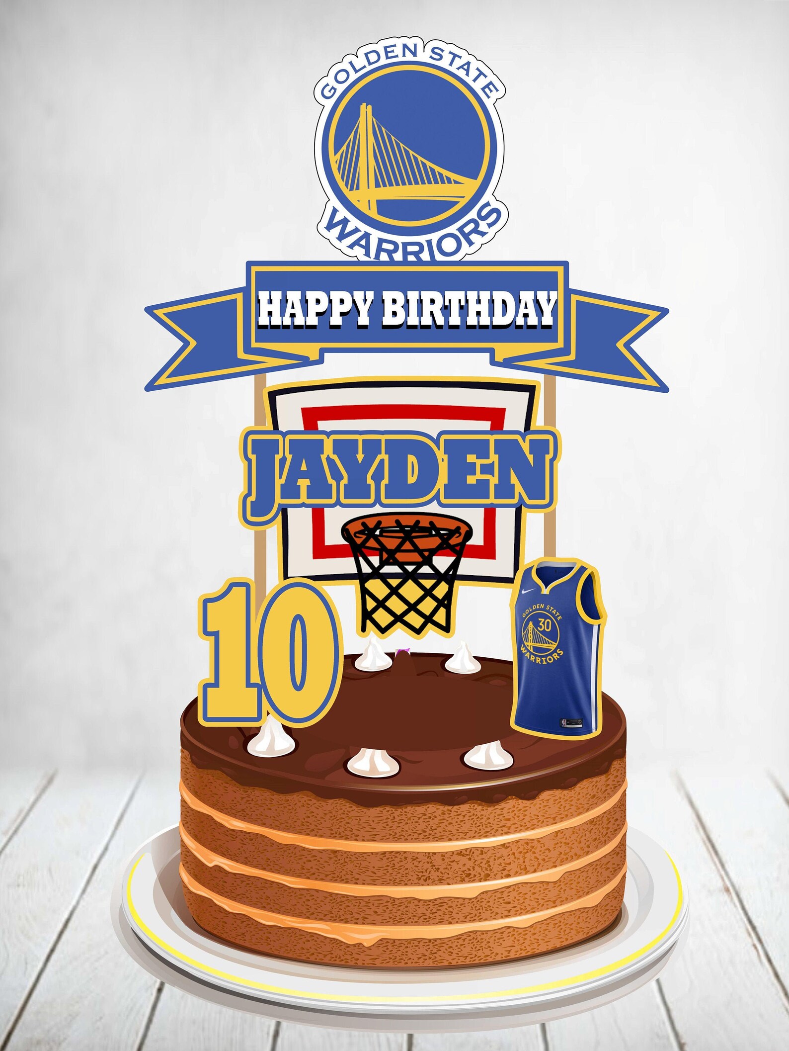 Golden State Warriors Cake Topper Golden State Warriors Etsy