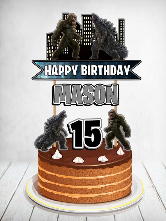 Godzilla vs Kong Cake Topper Godzilla vs Kong Birthday | Etsy