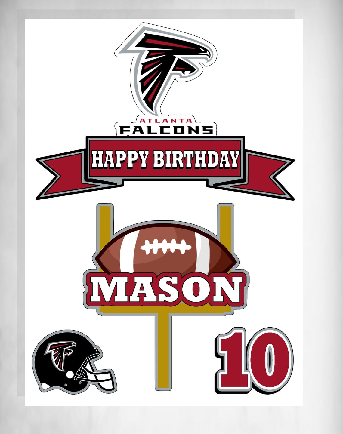 Atlanta Falcons Cake Topper Atlanta Falcons Party Decor Etsy