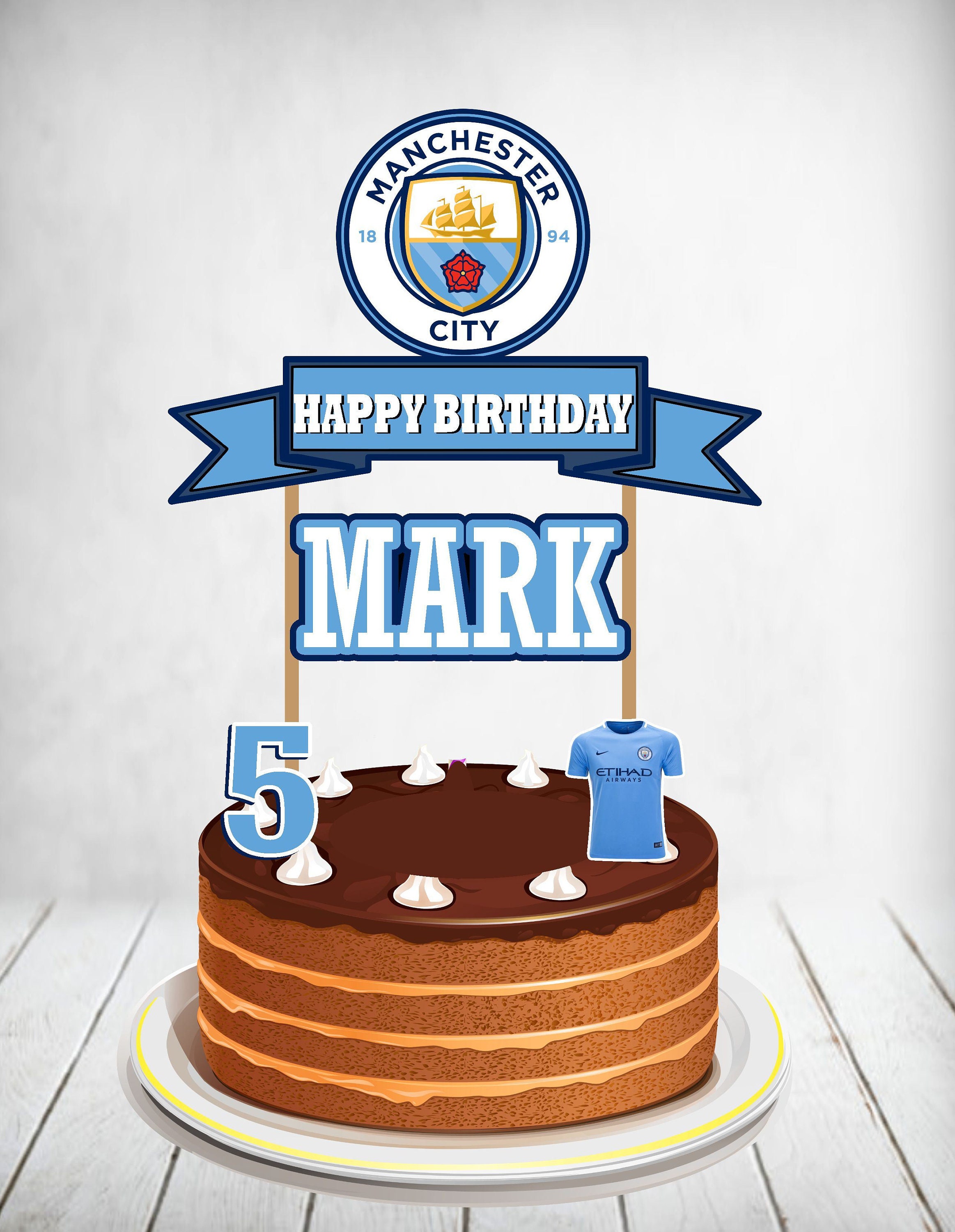 Manchester City Cake Topper Manchester City Banner Etsy