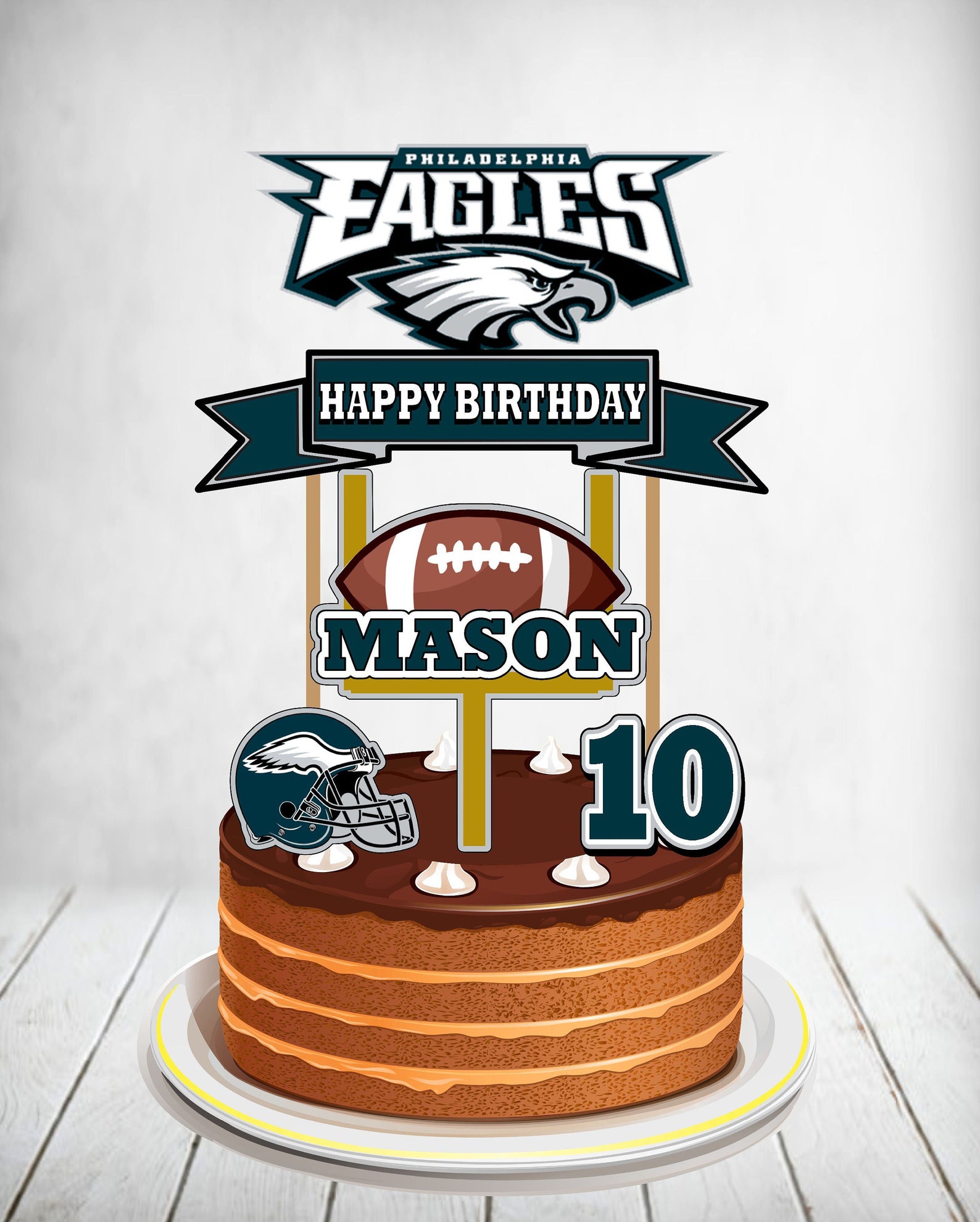Philadelphia Eagles Cake Topper, Eagles Birthday, Eagles Party, Football Pa...