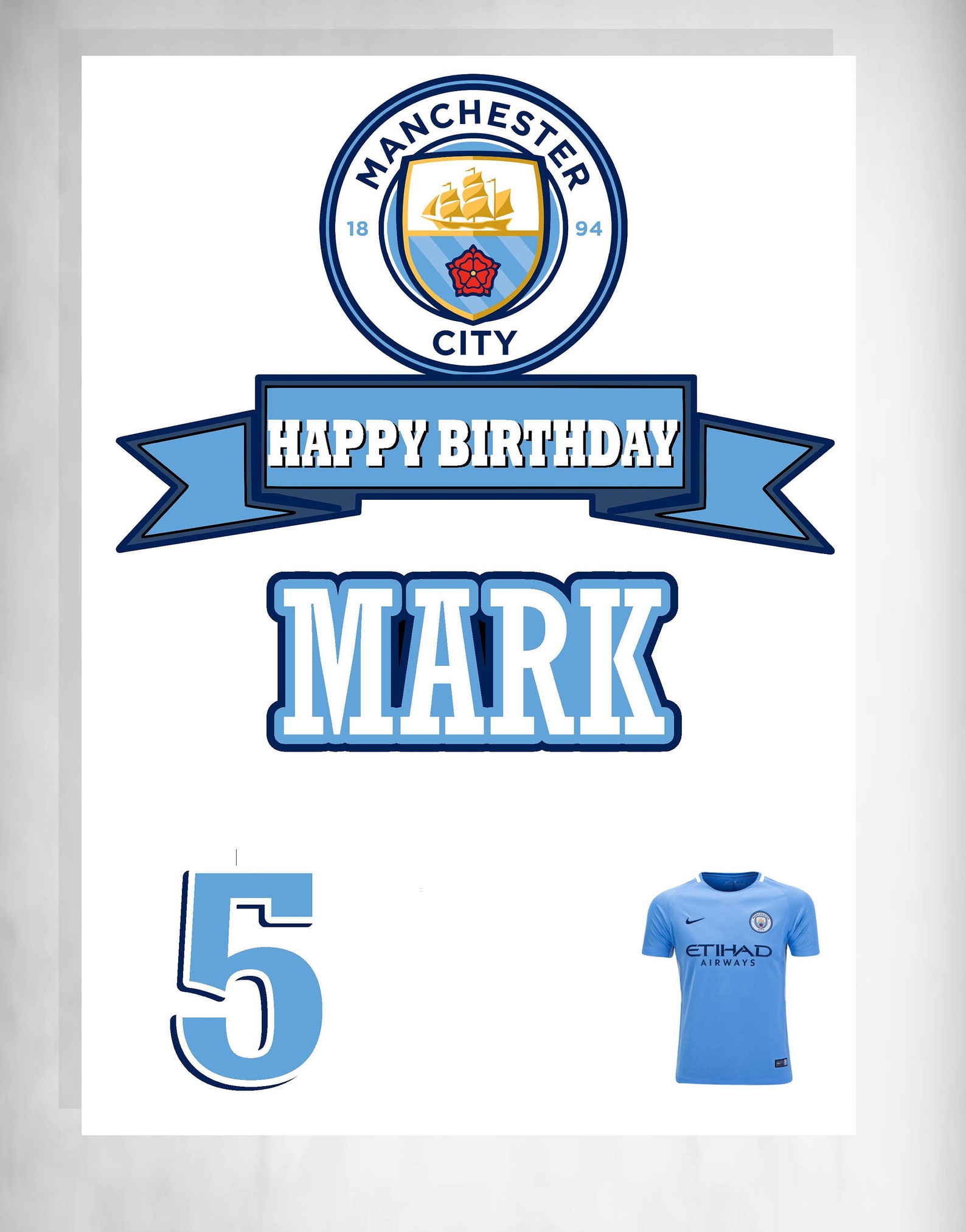 Manchester City Cake Topper Manchester City Banner Etsy