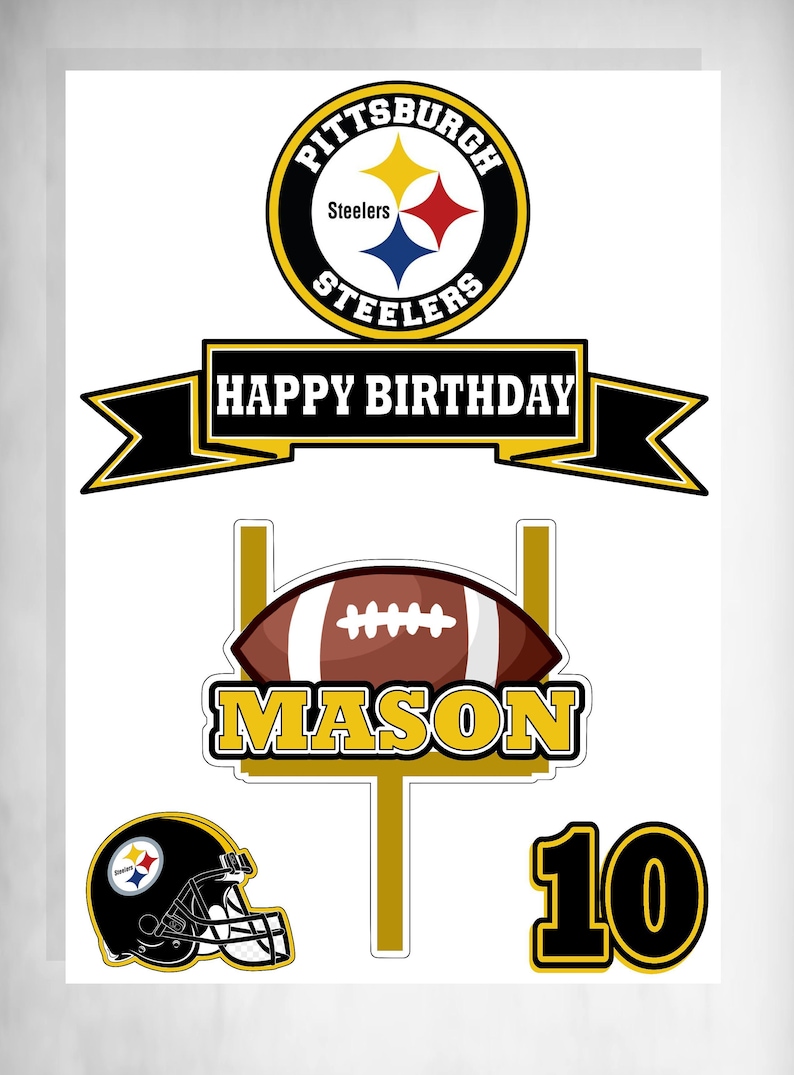 Football Cake Topper Pittsburgh Steelers Party Pittsburgh Steelers Birthday Football Party Supplies Pittsburgh Steelers Cake Topper