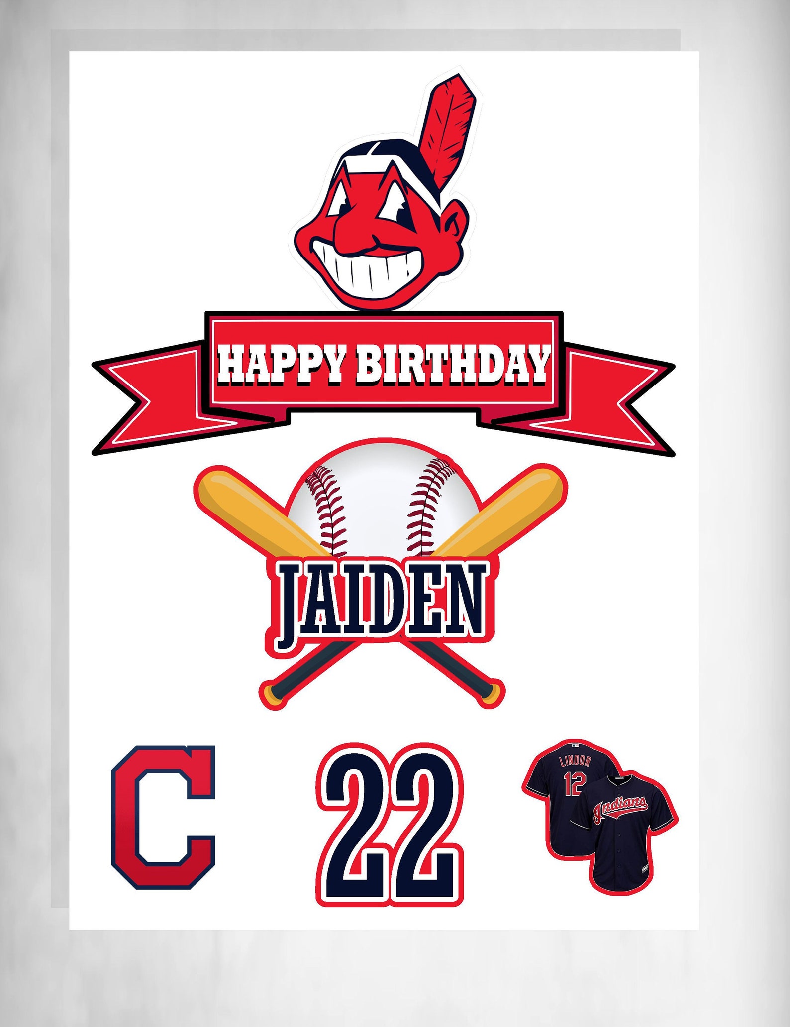 Cleveland Indians Cake Topper Cleveland Indians Banner Etsy