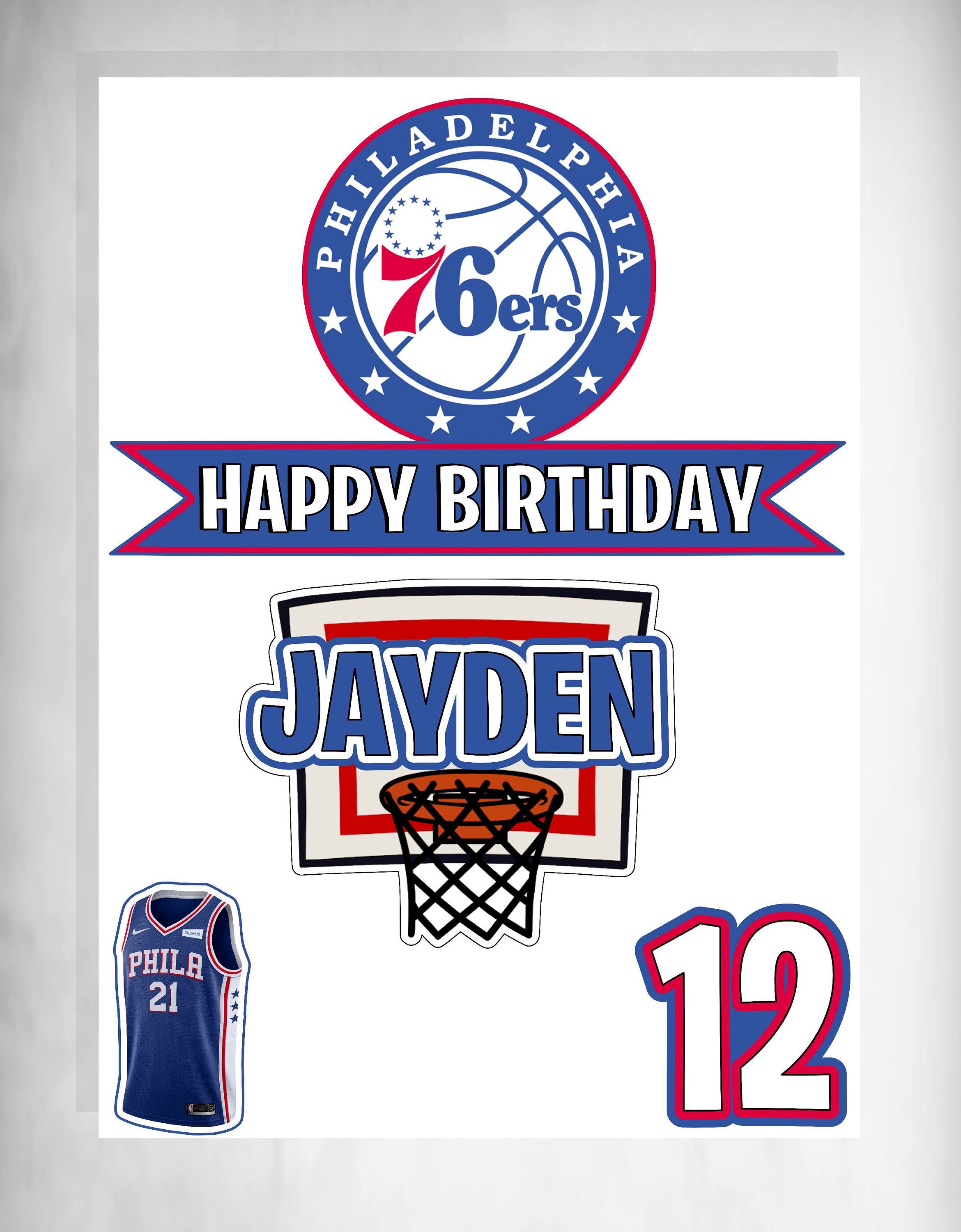Philadelphia 76ers Cake Topper Philadelphia 76 ers Birthday | Etsy