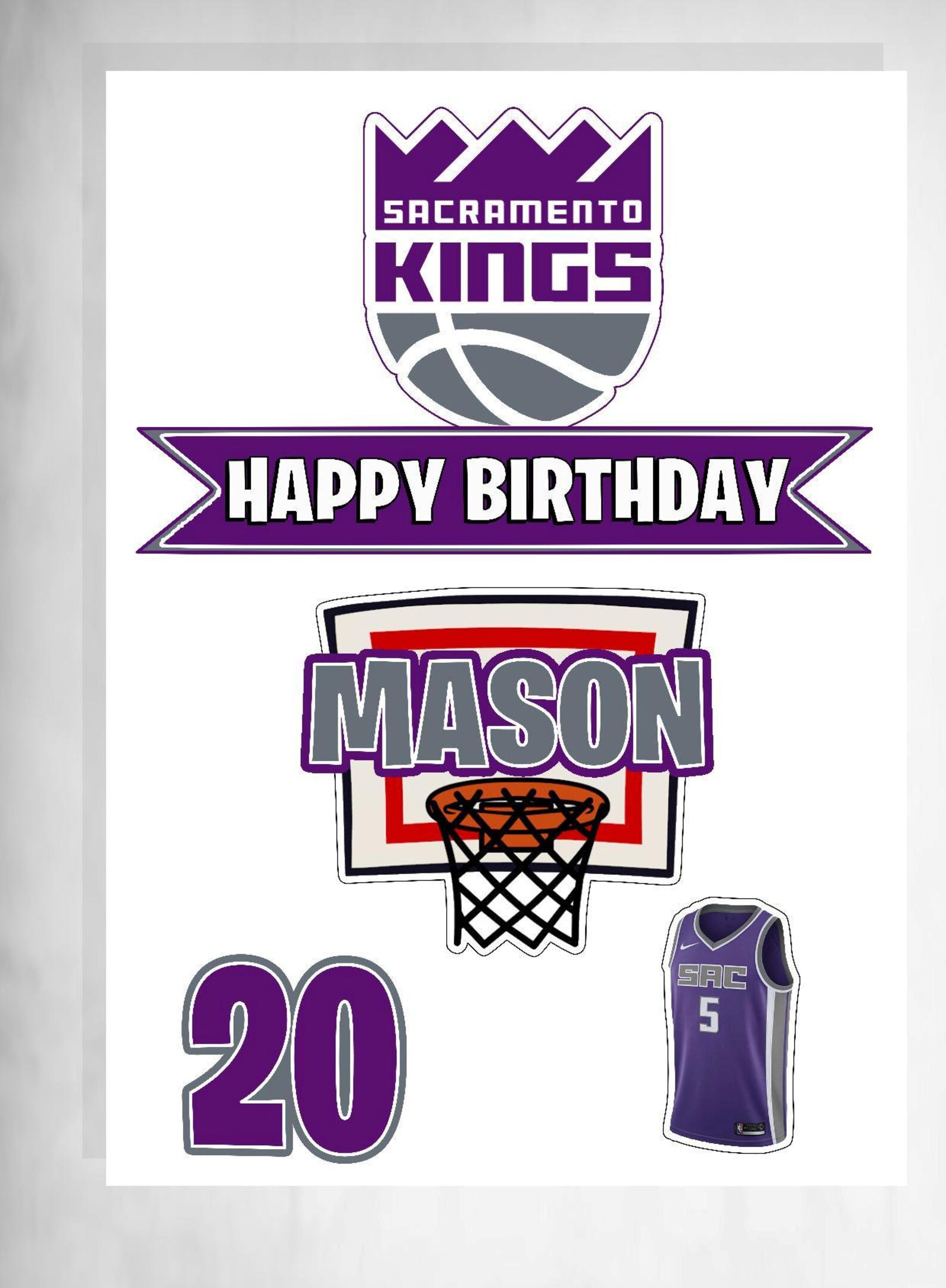 Sacramento Kings Cake Topper Sacramento Kings Birthday Etsy