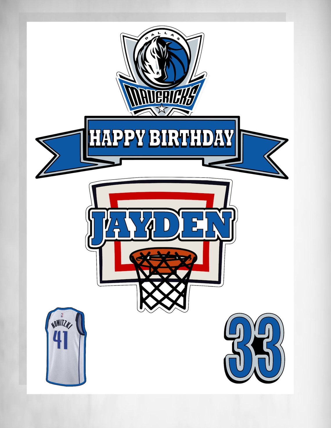 Dallas Mavericks Cake Topper Dallas Mavericks Birthday Etsy