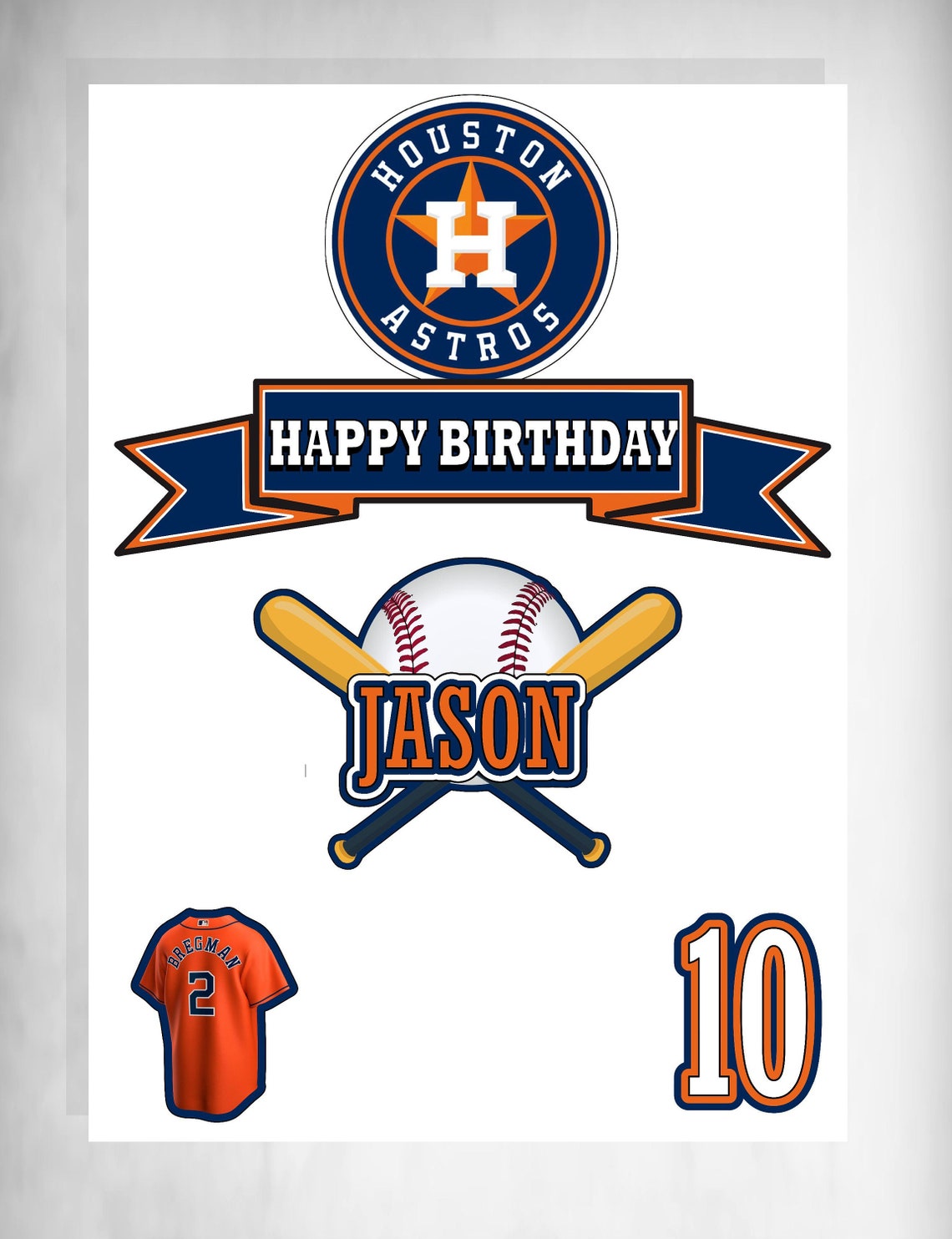 Houston Astros Cake Topper Houston Astros Birthday Houston Etsy