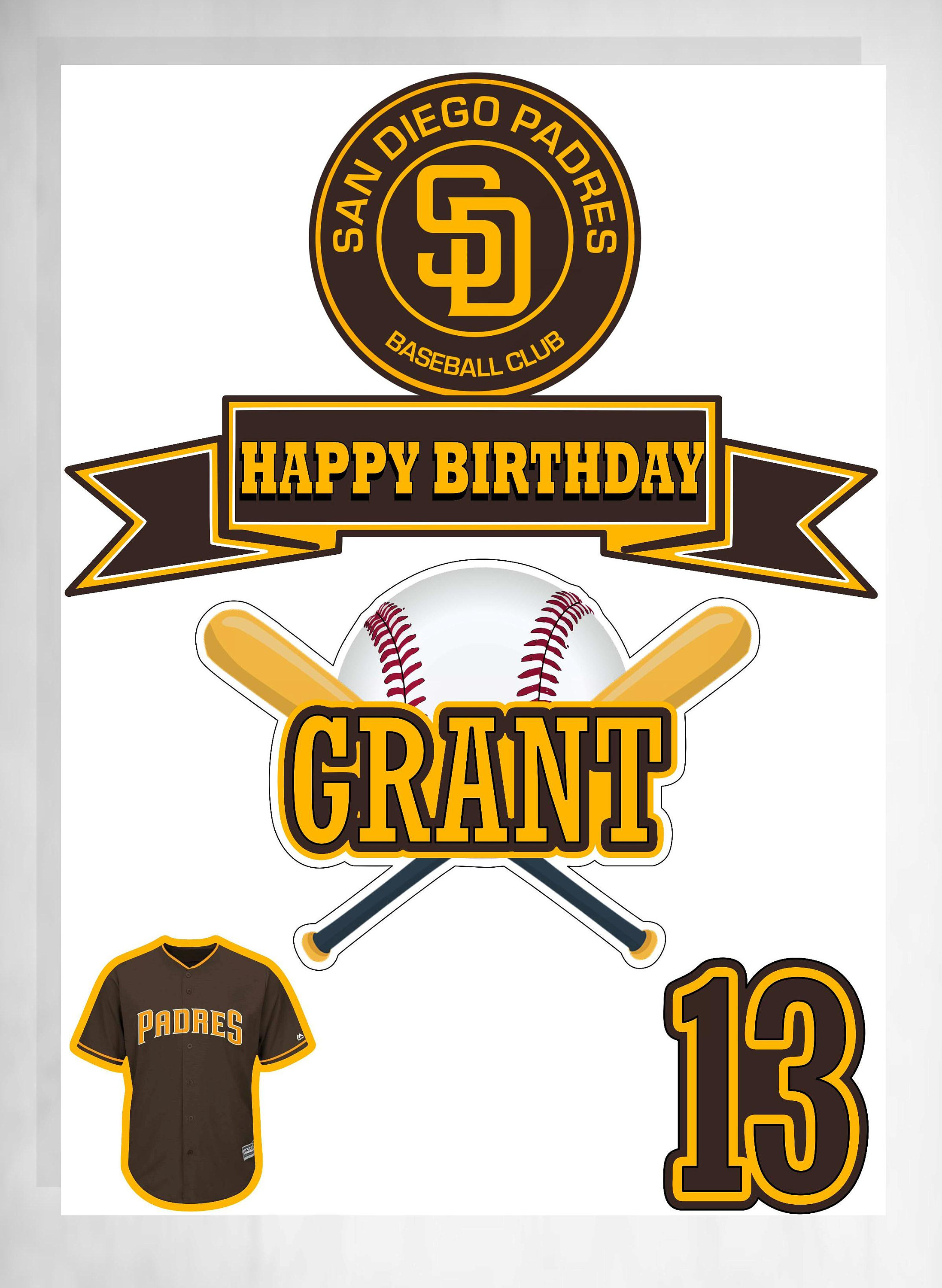 San Diego Padres Cake Topper San Diego Padres Birthday San Etsy