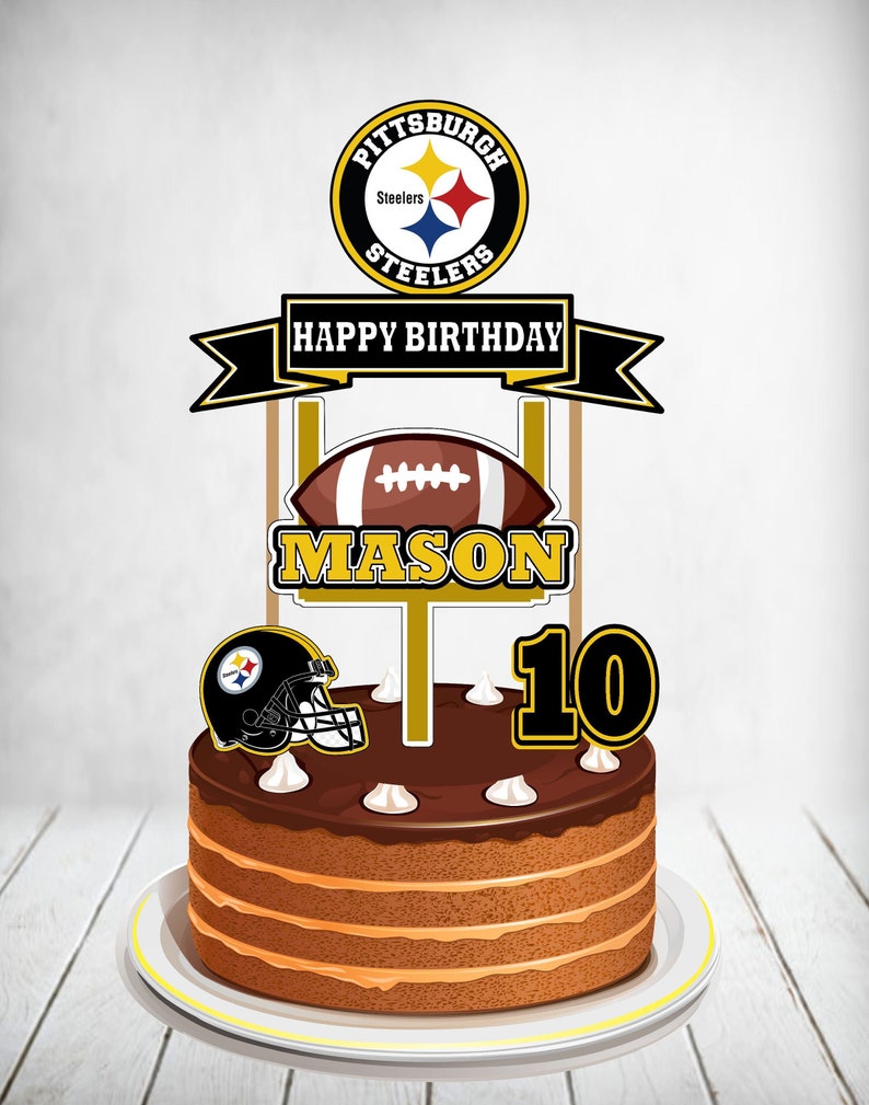 Football Cake Topper Pittsburgh Steelers Party Pittsburgh Steelers Birthday Football Party Supplies Pittsburgh Steelers Cake Topper