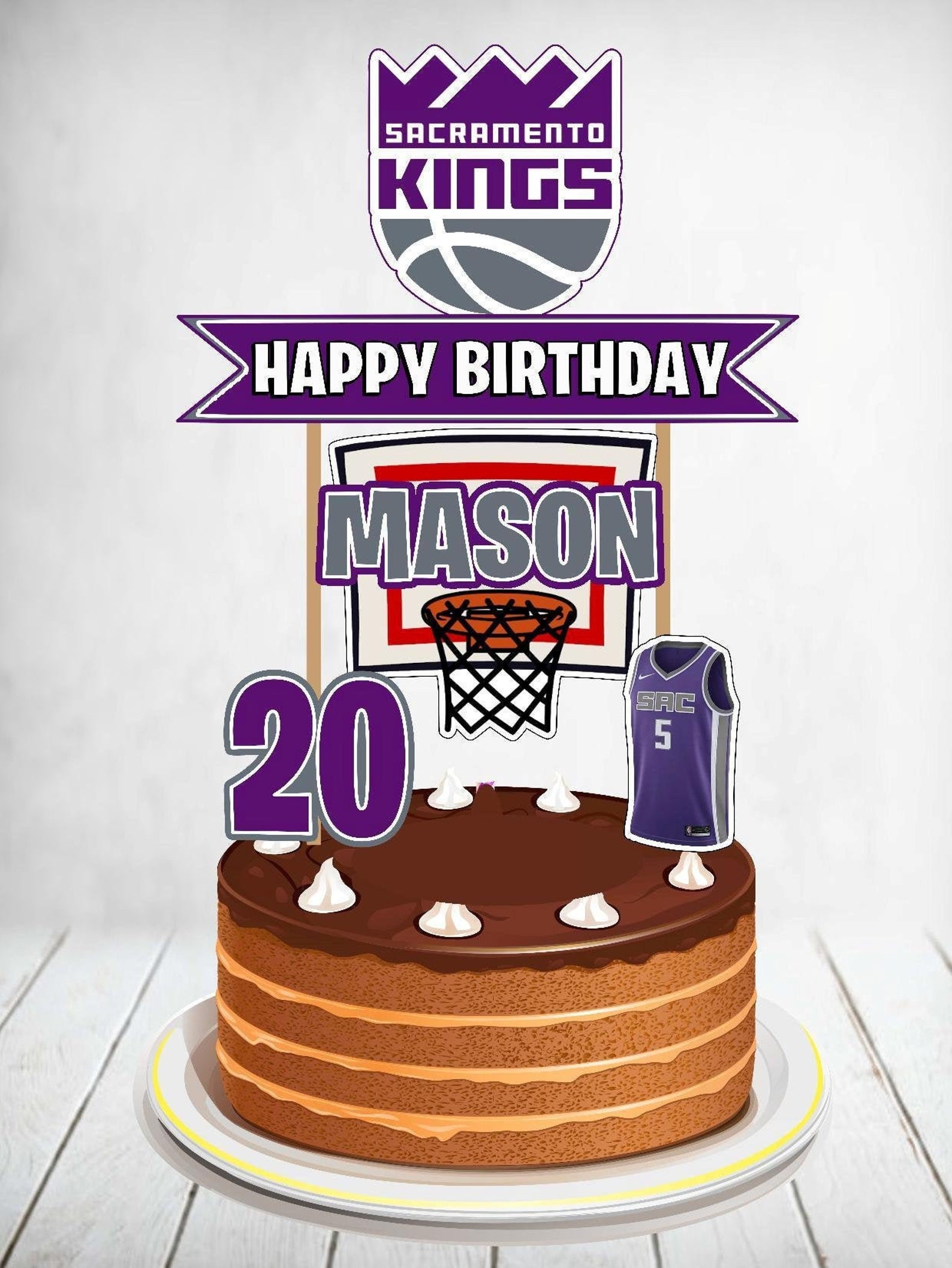 Sacramento Kings Cake Topper Sacramento Kings Birthday Etsy