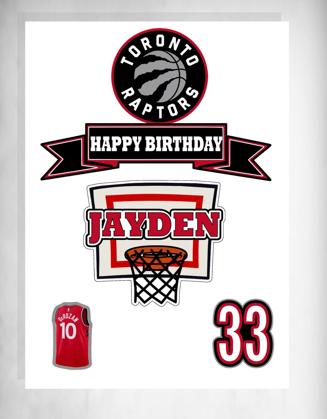 Toronto Raptors Cake Topper Toronto Raptors Birthday NBA Etsy