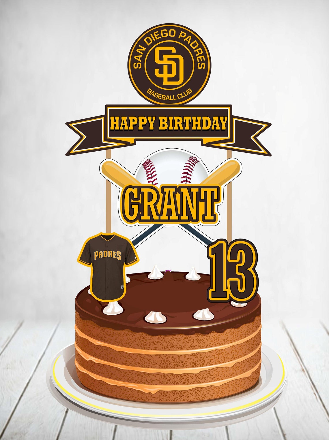 San Diego Padres Cake Topper San Diego Padres Birthday San Etsy