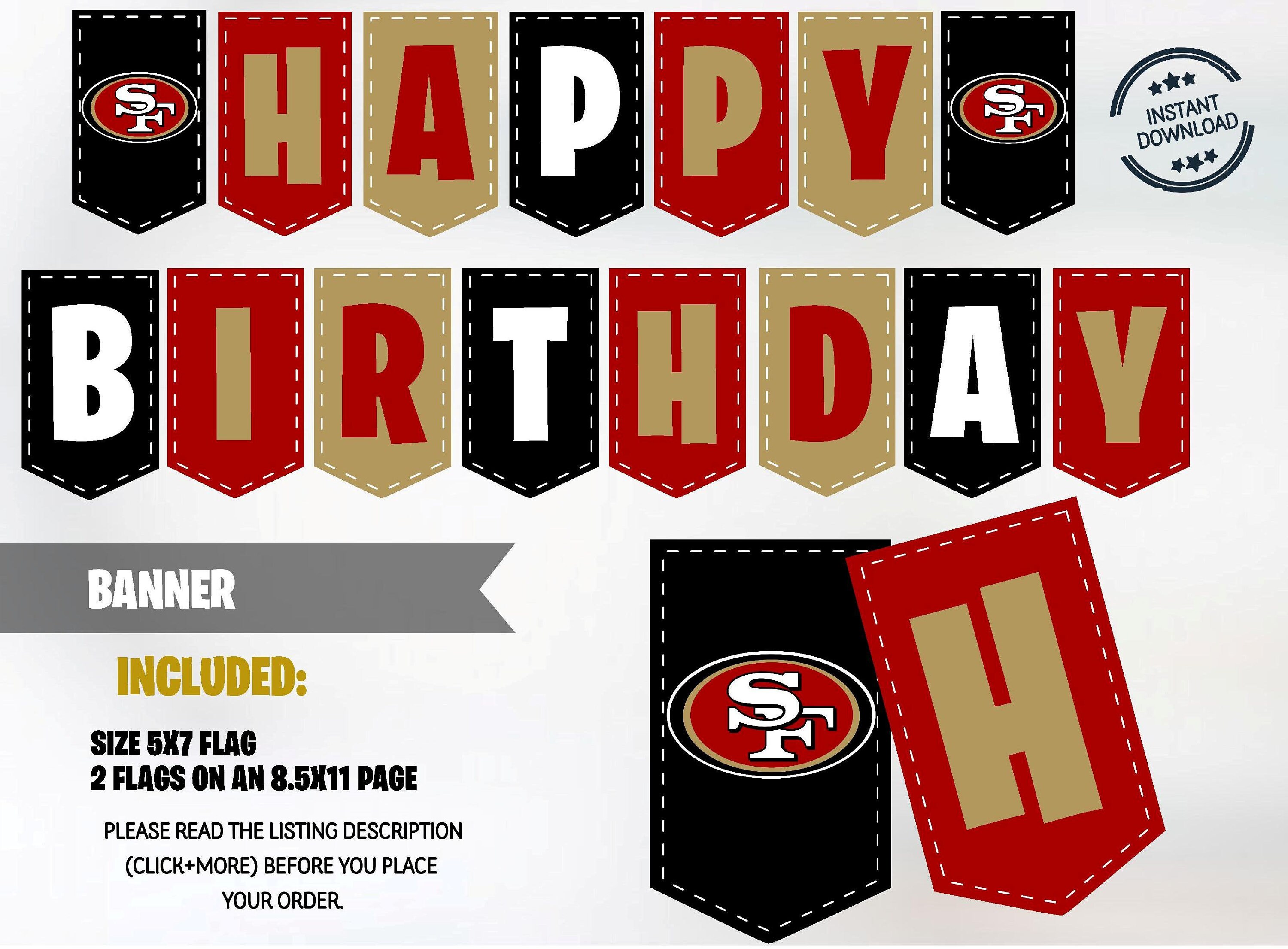 San Francisco 49ers Banner San Francisco 49ers Birthday Nfl Etsy