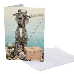 Carte de pêche pour la fête des pères sur le Dogue Allemand