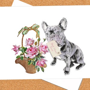 Französische Bulldogge mit Blumen Mama Karte/ Muttertagskarte