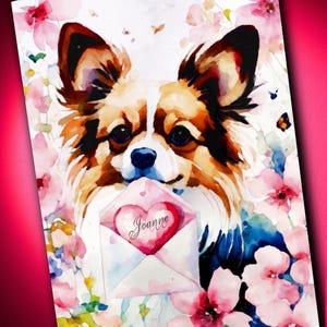 Tarjeta personalizada para el Día de la Madre con diseño de Papillon en acuarela