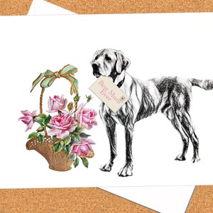 Labrador With Flowers Mum Card/ Mothers Day Card