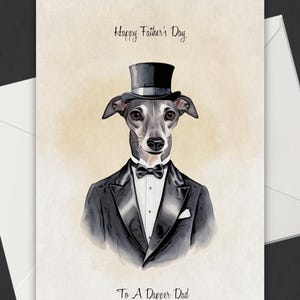 Biglietto d'auguri per la festa del papà con Greyhound Dapper Dad