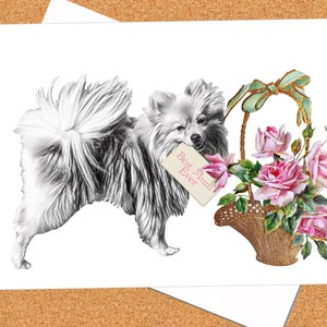 Pomeranian with Flowers Mum Card/ Mother’s Day Card