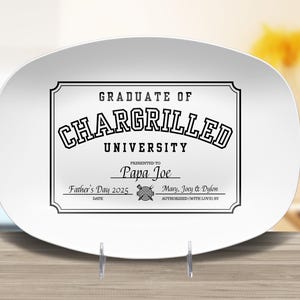 Personalized Grilling Platter, Funny Custom Father&#39;s Day Gift, Grill Plate For Dad, BBQ Accessory for Husband from Kids, Daddys Serving Tray