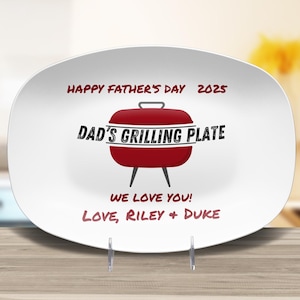 Personal Grilling Gift For Dad, Custom Platter Father&#39;s Day Gift from Kids, Best Daddy&#39;s BBQ Plate, Extra Large Serving Tray w Kids Names