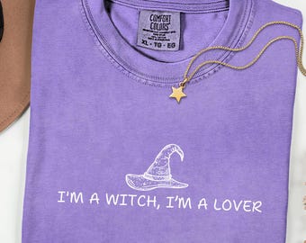 Witchy Halloween Comfort Colors Shirt, Funny Witch Lover Womens Halloween Tee, Spooky Season Witchy Vibes Trick or Treat Mom Outfit Fall Top