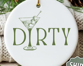 Dirty Martini Christmas Ornament Personalized Best Friend Alcohol Gift, Funny Xmas Adult Stocking Stuffer, Cocktail White Elephant Exchange