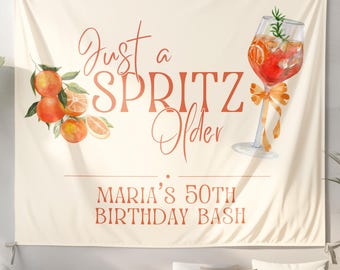 Aperol Spritz Birthday Custom Banner, A Spritz Older Adult Birthday Backdrop, Coquette Cocktail Party Sign for Woman's Birthday, 21st 30 40