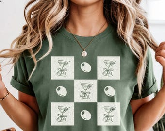 Dirty Martini Lover Comfort Colors® TShirt, Dirty Extra Olives Martini Drinker Cocktail Tee, Coquette Womens Adult Alcohol Drinking Shirt,